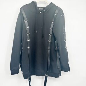 Poster Grl x Dolls Kill Womens E-Girl Came To Slay Harness‎ Punk Goth Hoodie M